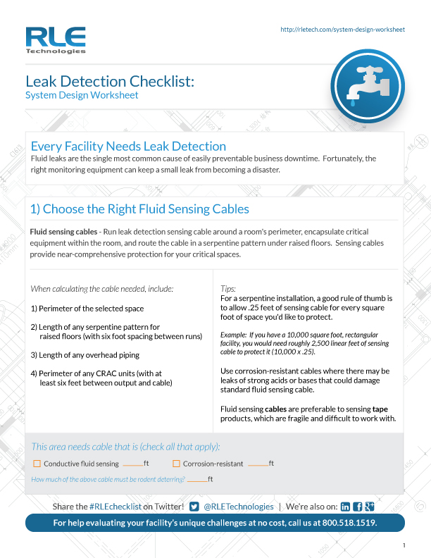Leak Detection Checklist System Design Worksheet
